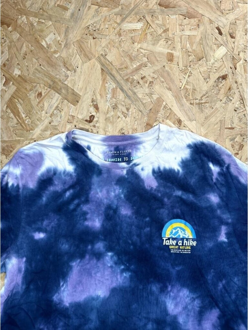 Denim & Flower Ricky Singh Tie Dye T-Shirt Mens Large Purple Blue Take A Hike - Picture 6 of 14